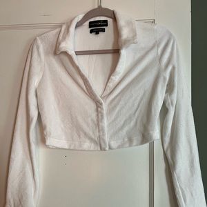 Long-sleeve Terry Cloth Crop Top